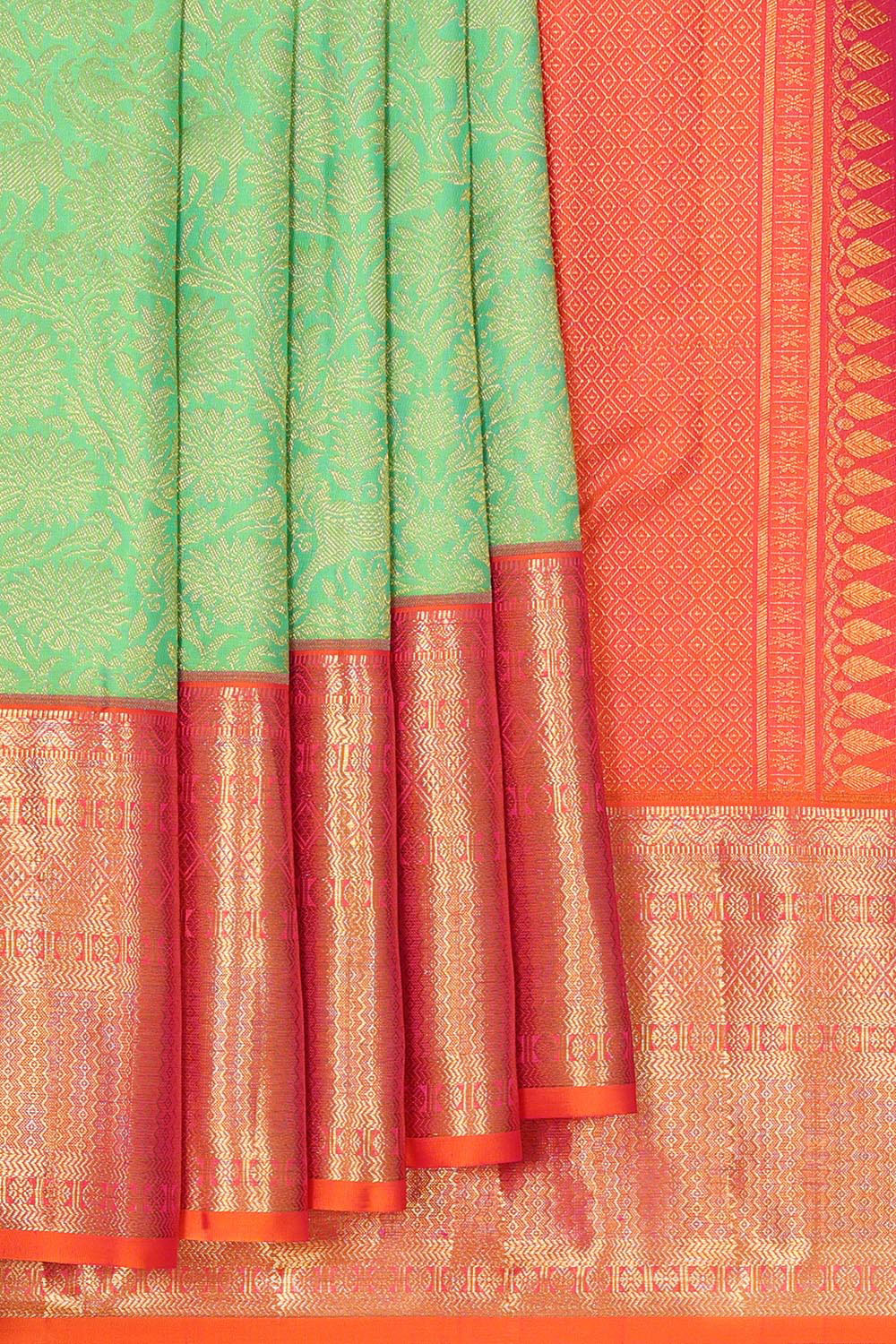 Collection of Kanchipattu Light Green Brocade Saree in a gallery layout