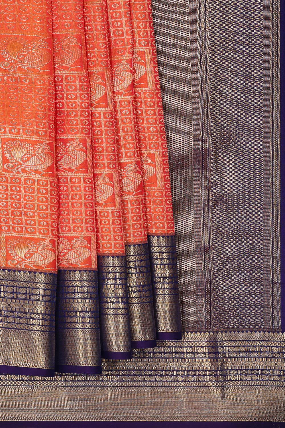 Kanchipattu Orange Brocade Saree