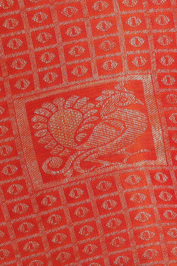 Image of Kanchipattu Orange Brocade Saree