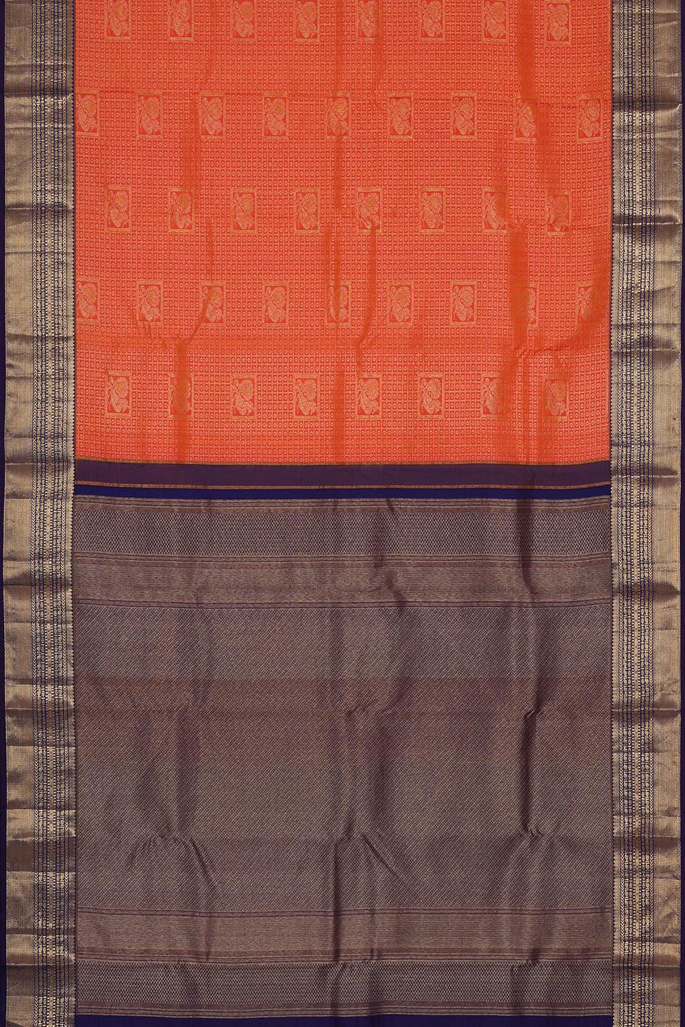 Kanchipattu Orange Brocade Saree