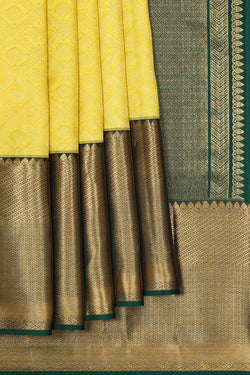 Collection of Kanchipattu Yellow Brocade Saree in a gallery layout