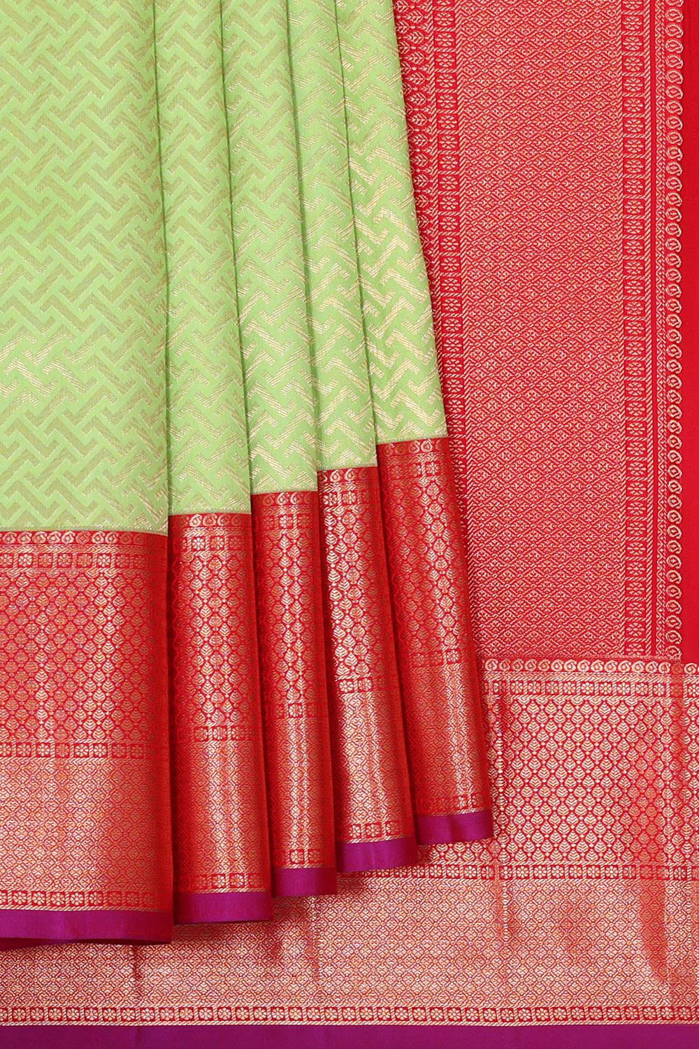 Collection of Kanchipattu Fresh Green Brocade Saree in a gallery layout