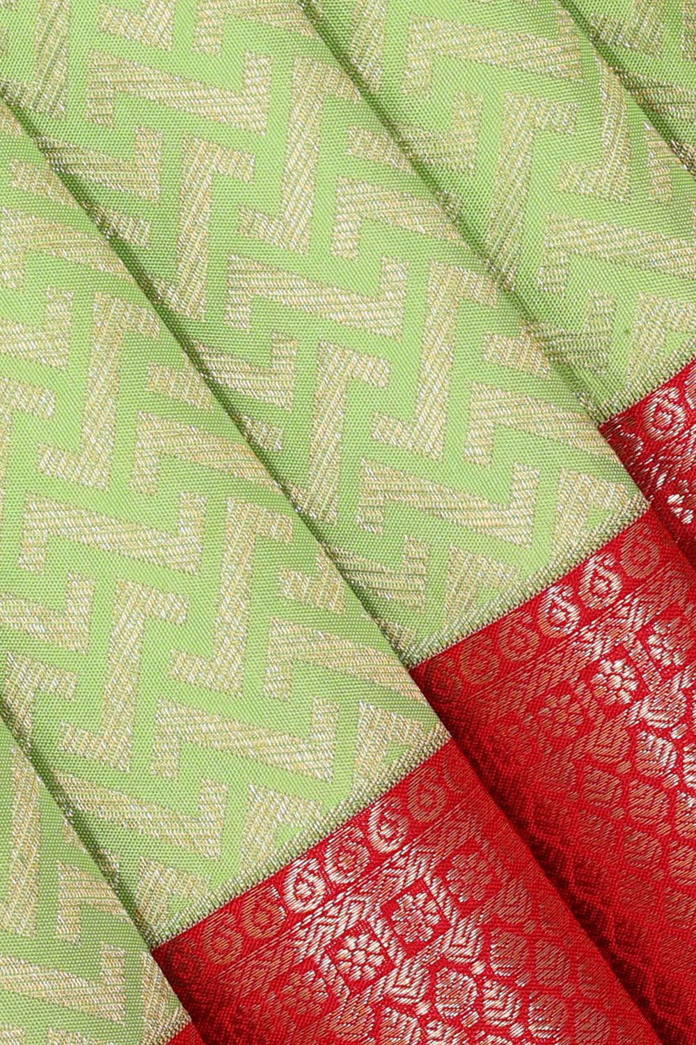 Collection of Kanchipattu Fresh Green Brocade Saree in a gallery layout