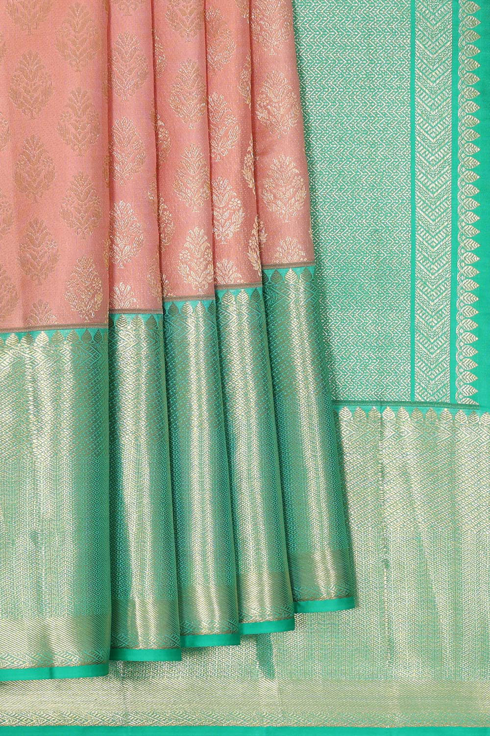 Collection of Kanchipattu Peach Brocade Saree in a gallery layout