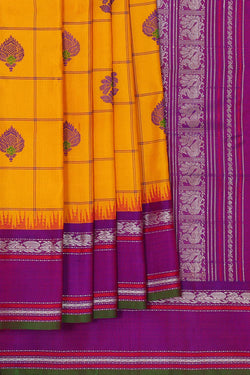 Image of Gadwal Silk Haldi Yellow Saree