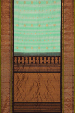 Image of Gadwal Silk Green-Cream Saree