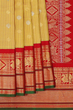 Image of Gadwal Silk Yellow Saree