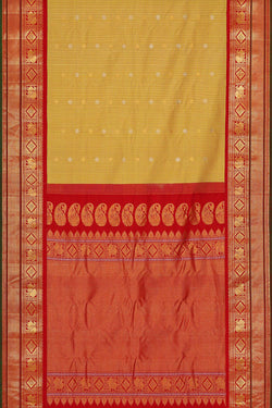 Image of Gadwal Silk Yellow Saree