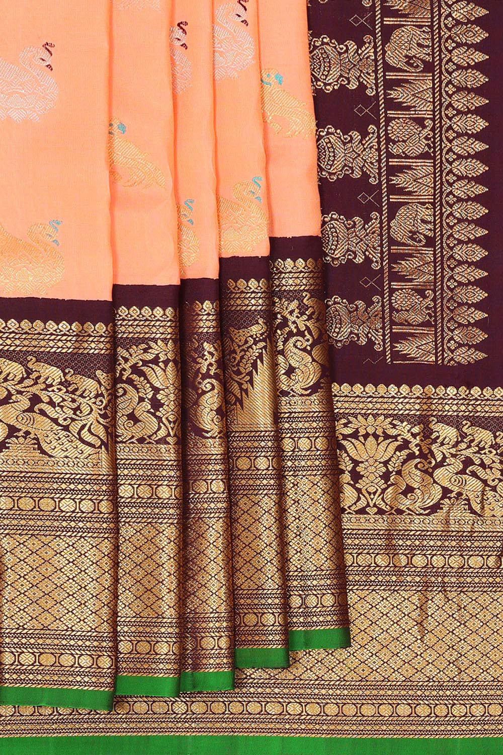 Gadwal Silk Peach Saree