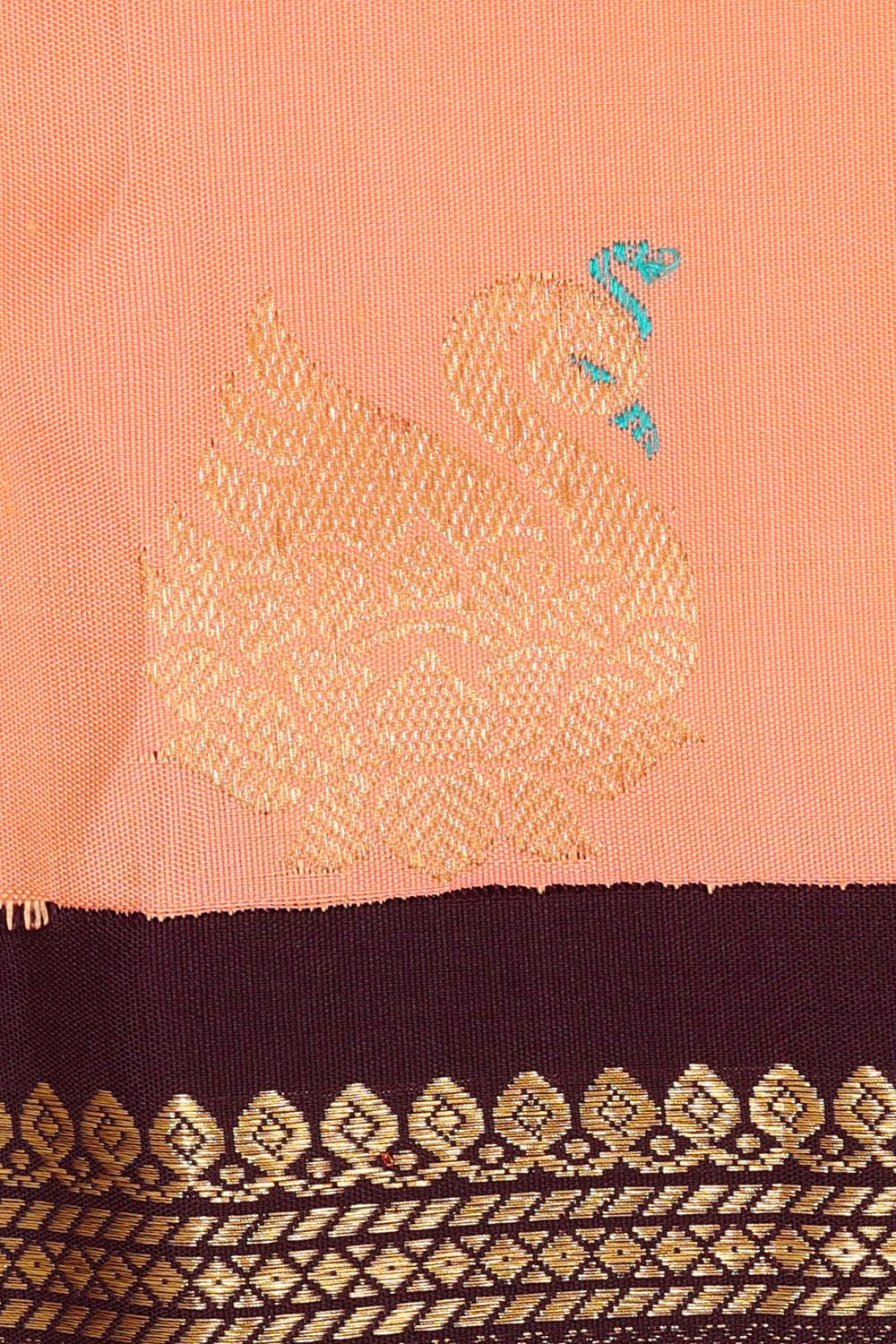 Gadwal Silk Peach Saree