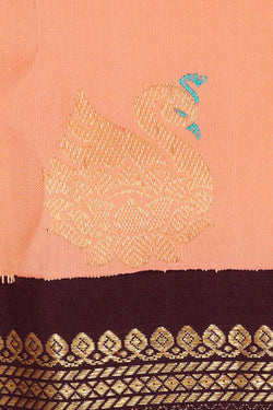 Image of Gadwal Silk Peach Saree