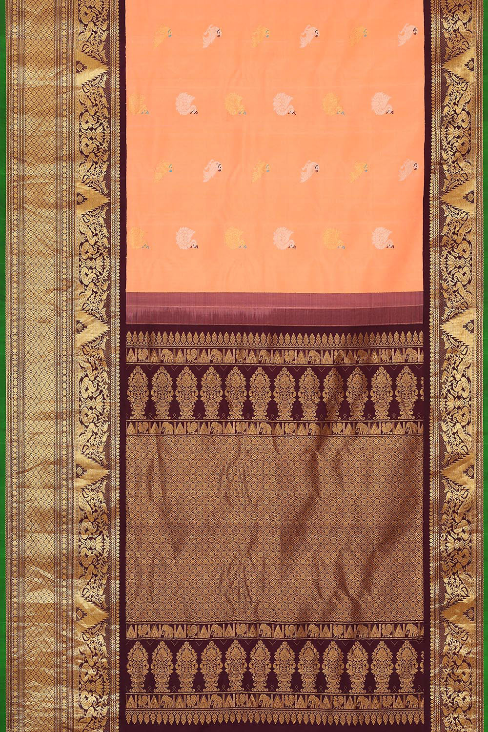 Gadwal Silk Peach Saree