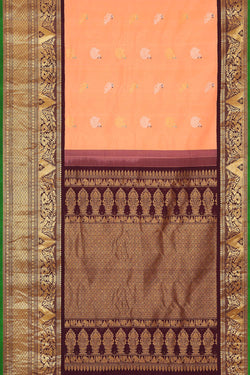 Image of Gadwal Silk Peach Saree