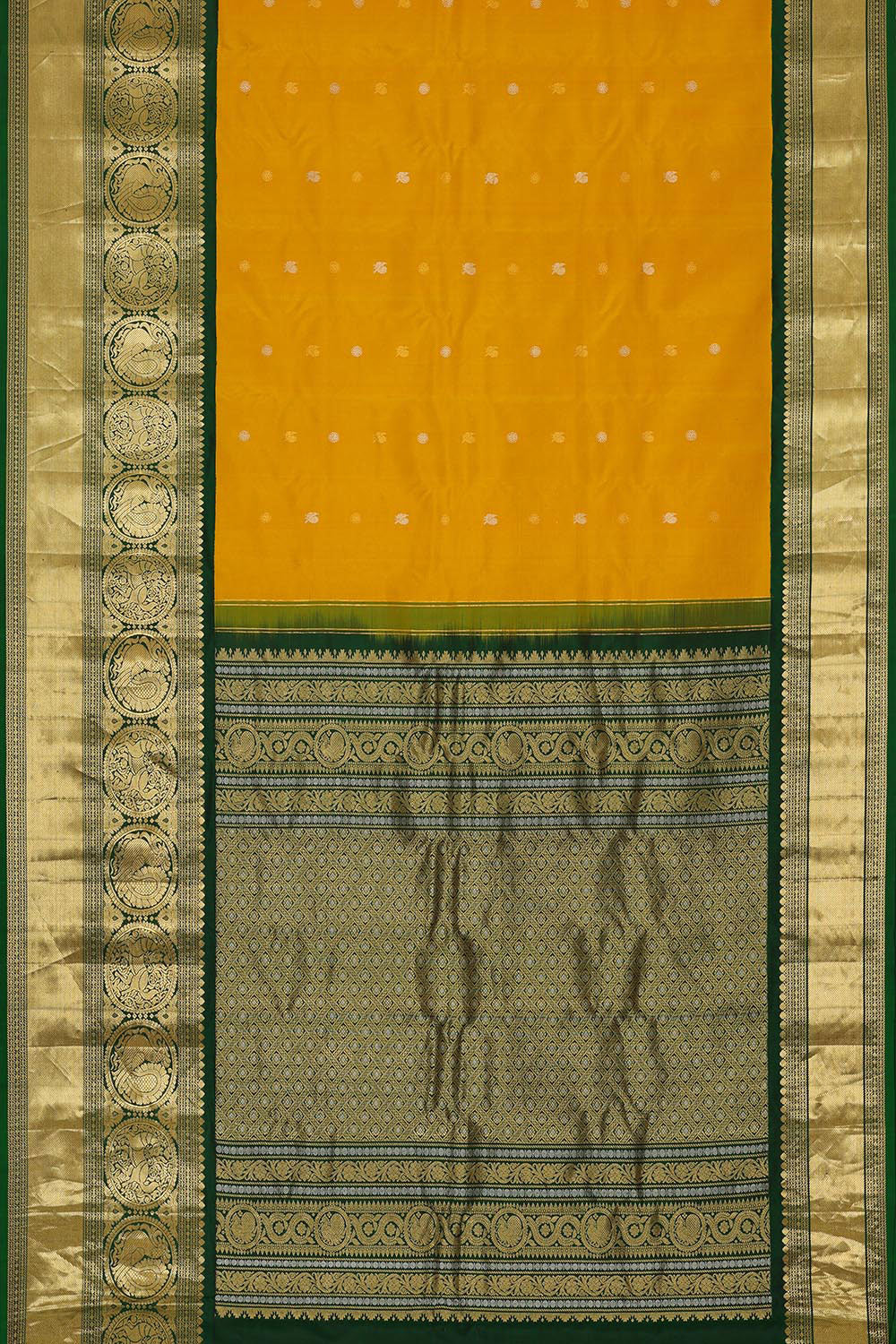 Gadwal Silk Mustard Yellow Saree