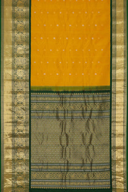 Image of Gadwal Silk Mustard Yellow Saree