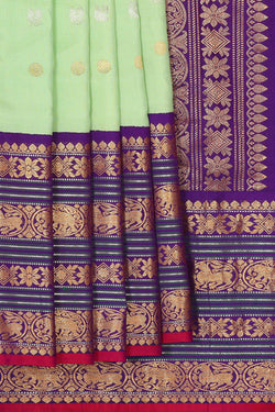 Image of Gadwal Silk Light Mint Green Saree