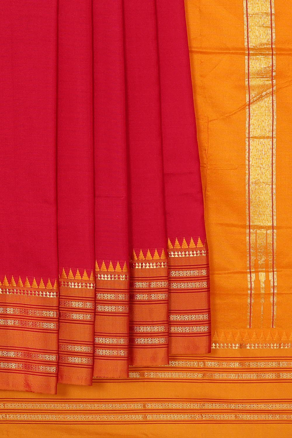 Narayanpet Silk Pinkish Red Saree