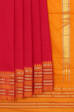 Image of Narayanpet Silk Pinkish Red Saree