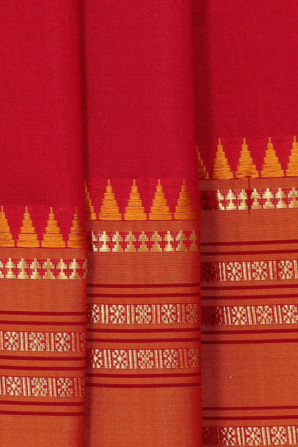 Narayanpet Silk Pinkish Red Saree