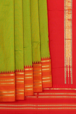 Image of Narayanpet Silk Parrot Green Saree