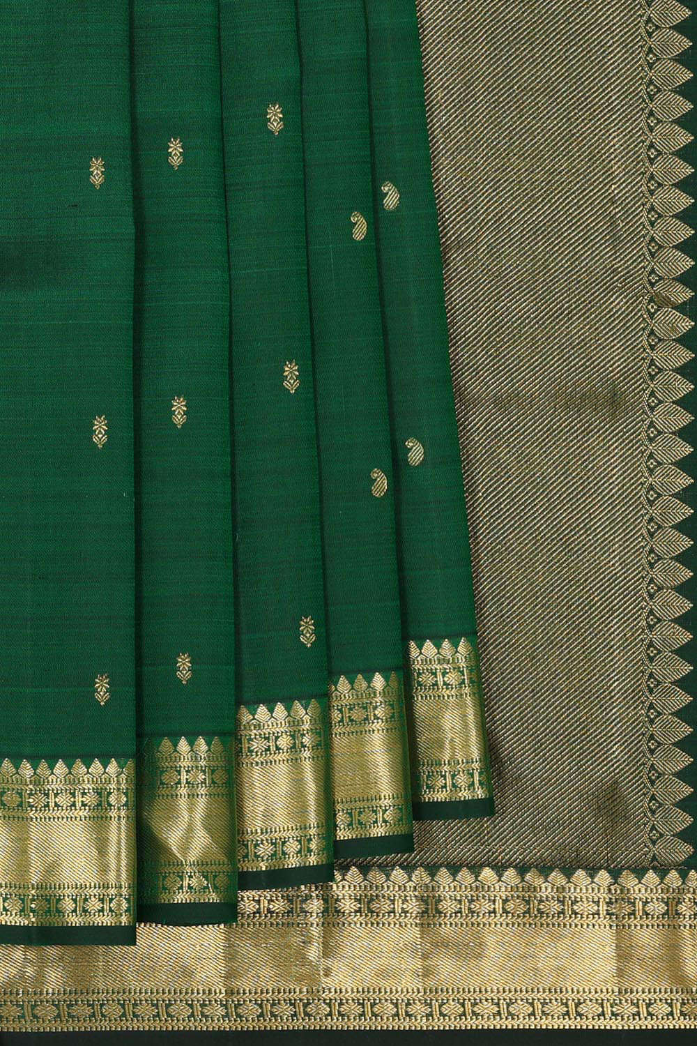 Collection of Kanchipattu Bottle Green Brocade Saree in a gallery layout