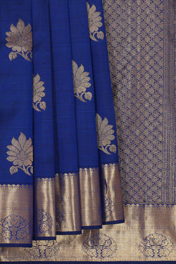 Collection of Kanchipattu Royal Blue Brocade Saree in a gallery layout