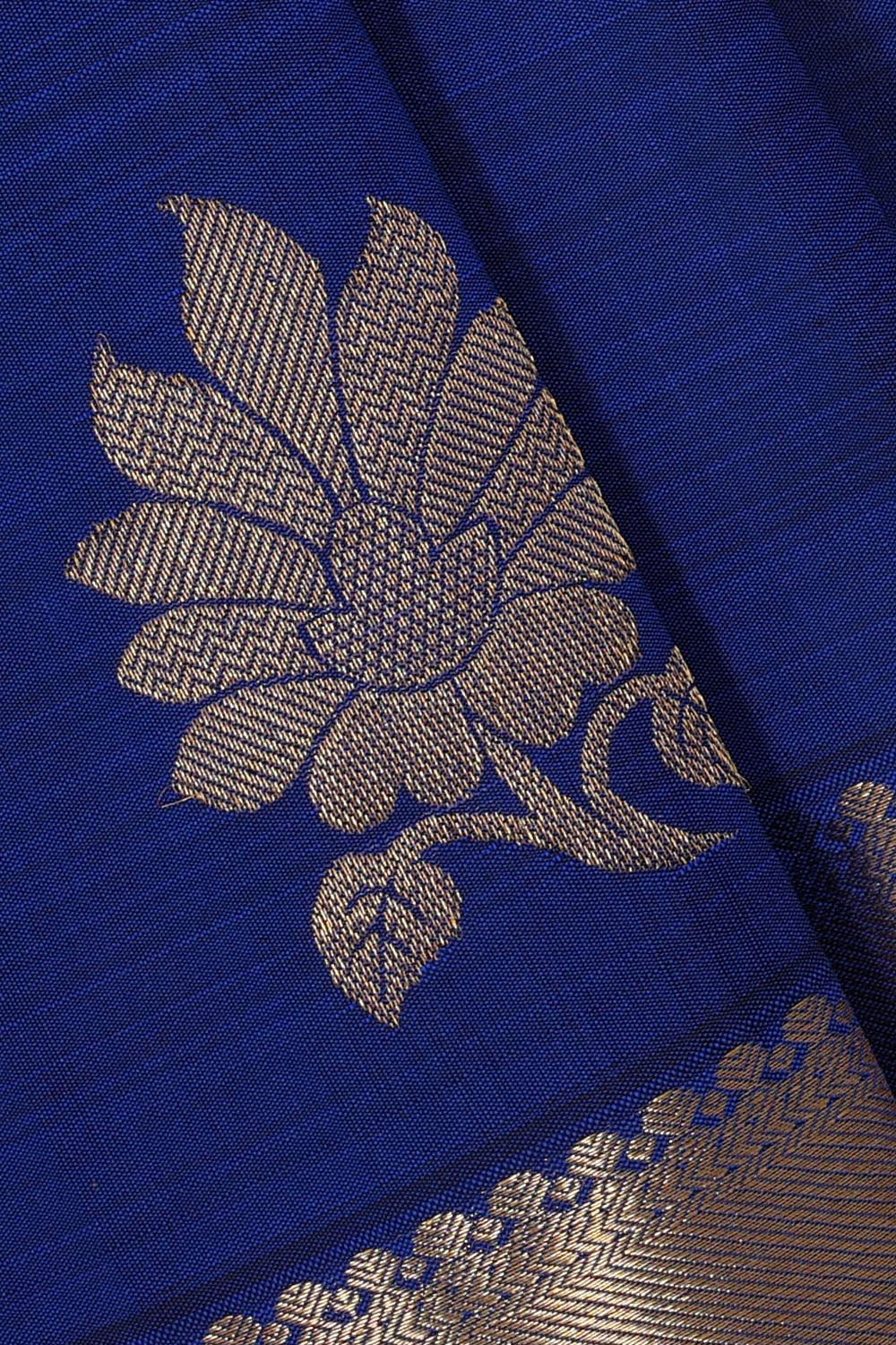 Collection of Kanchipattu Royal Blue Brocade Saree in a gallery layout