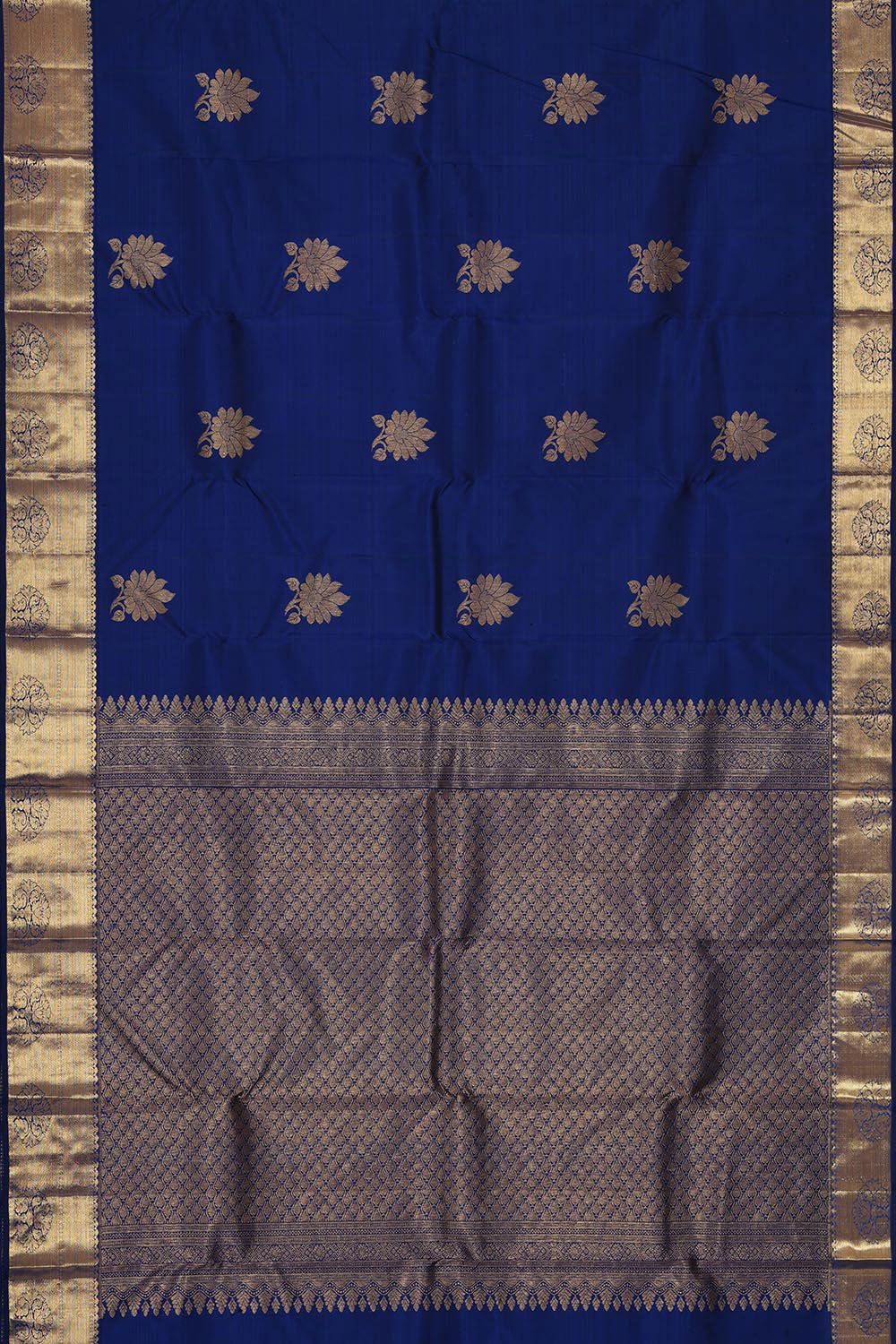 Collection of Kanchipattu Royal Blue Brocade Saree in a gallery layout