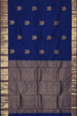 Collection of Kanchipattu Royal Blue Brocade Saree in a gallery layout