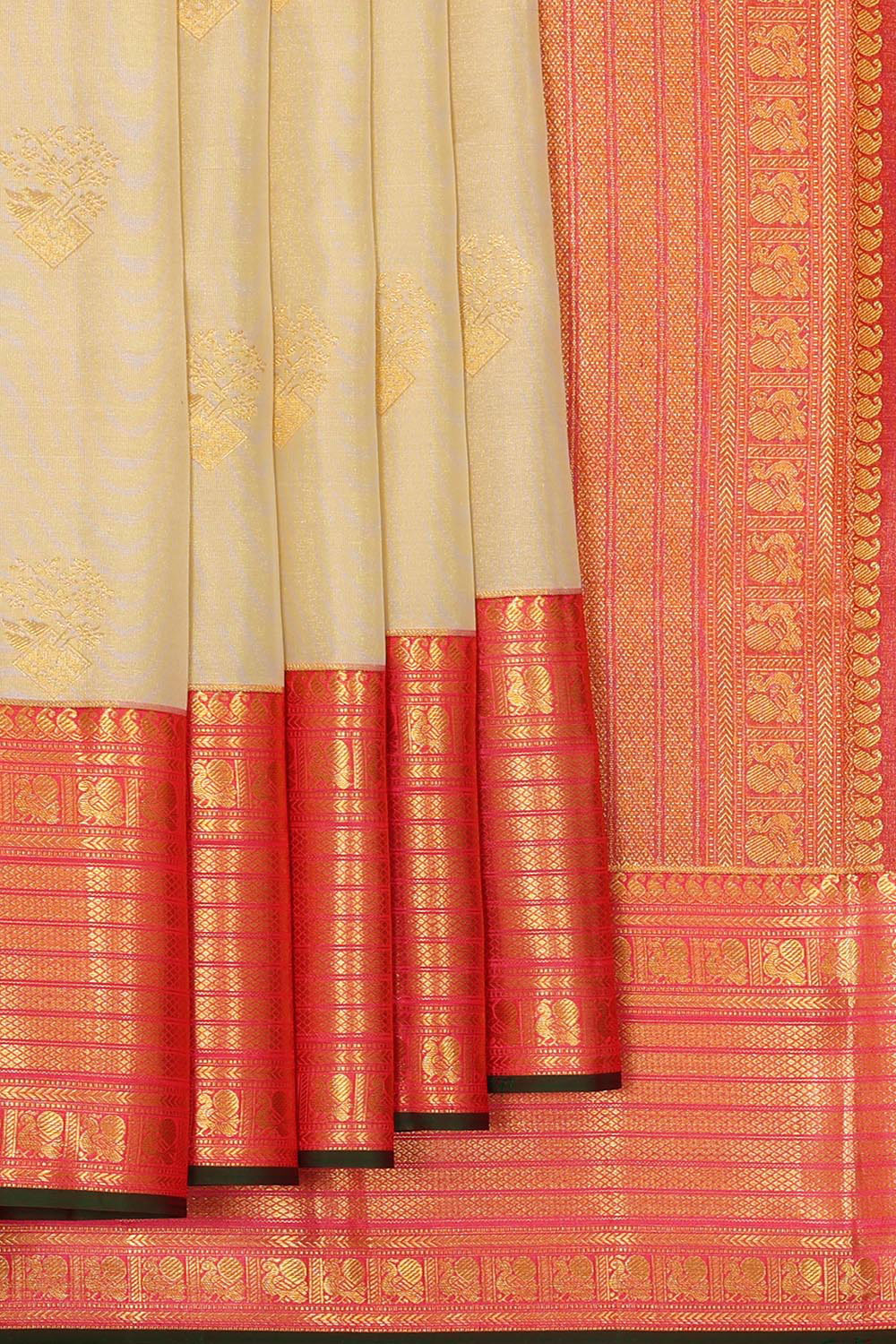 Collection of Kanchipattu Cream Brocade Saree in a gallery layout