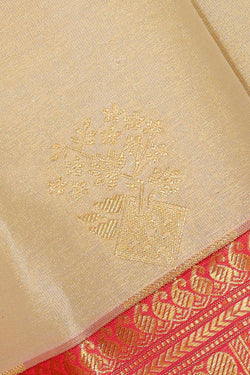 Collection of Kanchipattu Cream Brocade Saree in a gallery layout