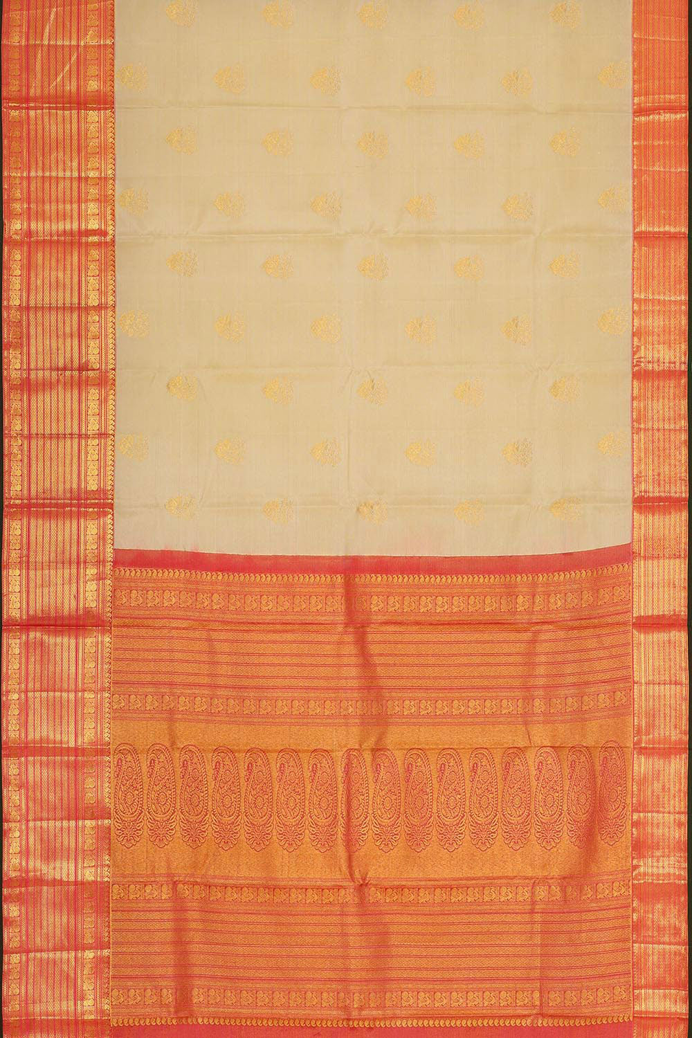 Image of Kanchipattu Cream Brocade Saree