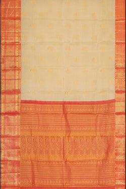 Collection of Kanchipattu Cream Brocade Saree in a gallery layout