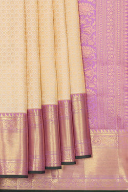 Collection of Kanchipattu Cream Brocade Saree in a gallery layout