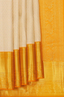 Collection of Kanchipattu Cream Brocade Saree in a gallery layout