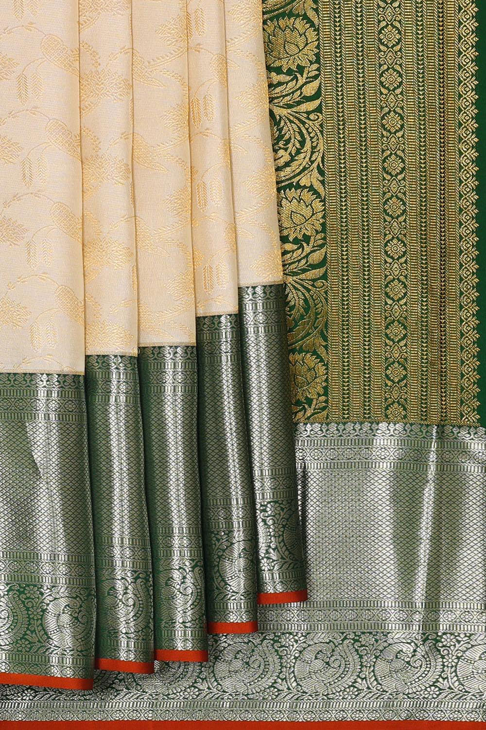 Kanchipattu Cream Brocade Saree