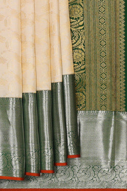 Image of Kanchipattu Cream Brocade Saree