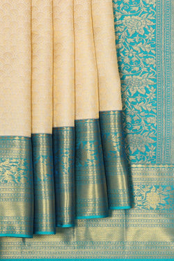 Collection of Kanchipattu Cream Brocade Saree in a gallery layout