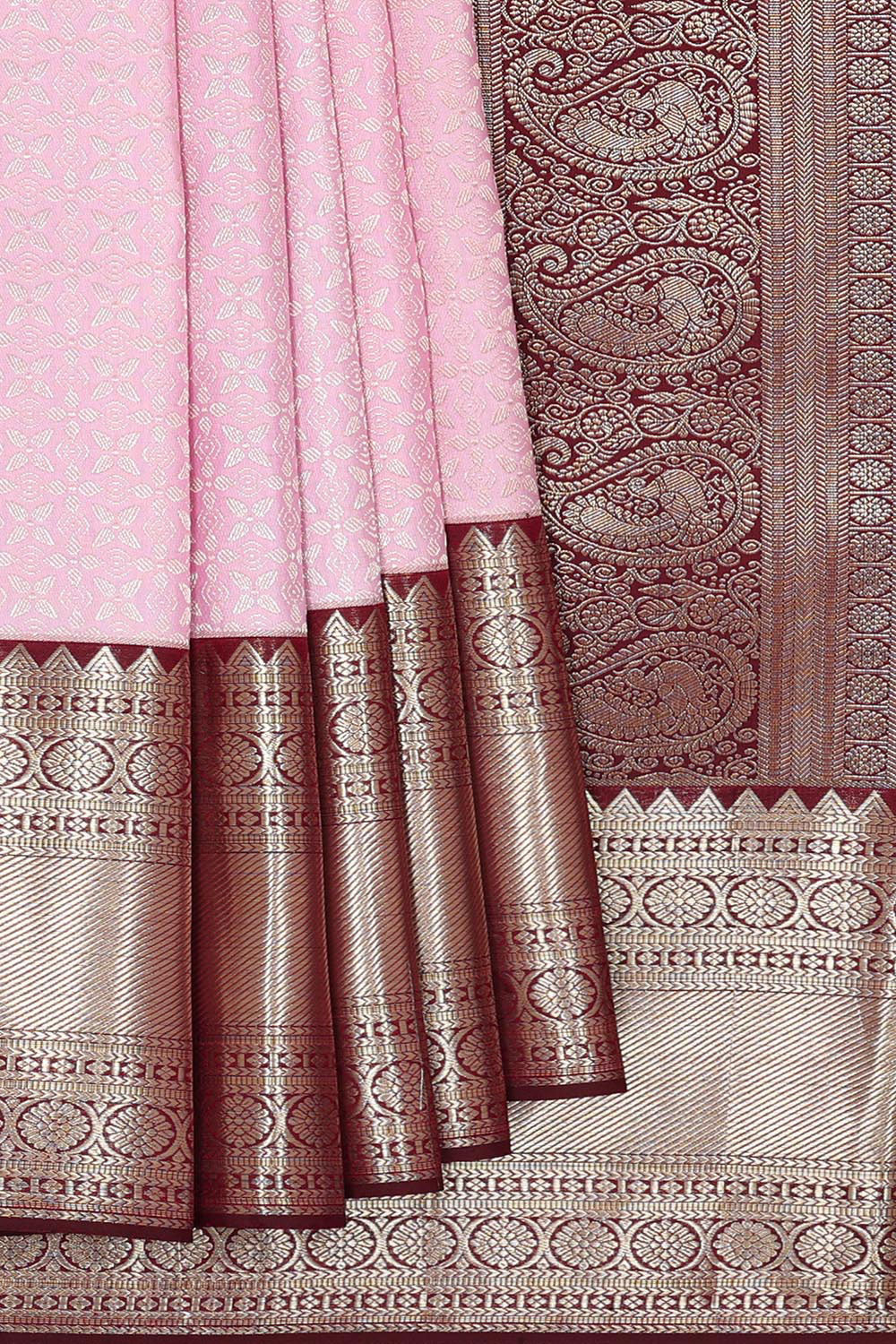 Collection of Kanchipattu Baby Pink Brocade Saree in a gallery layout