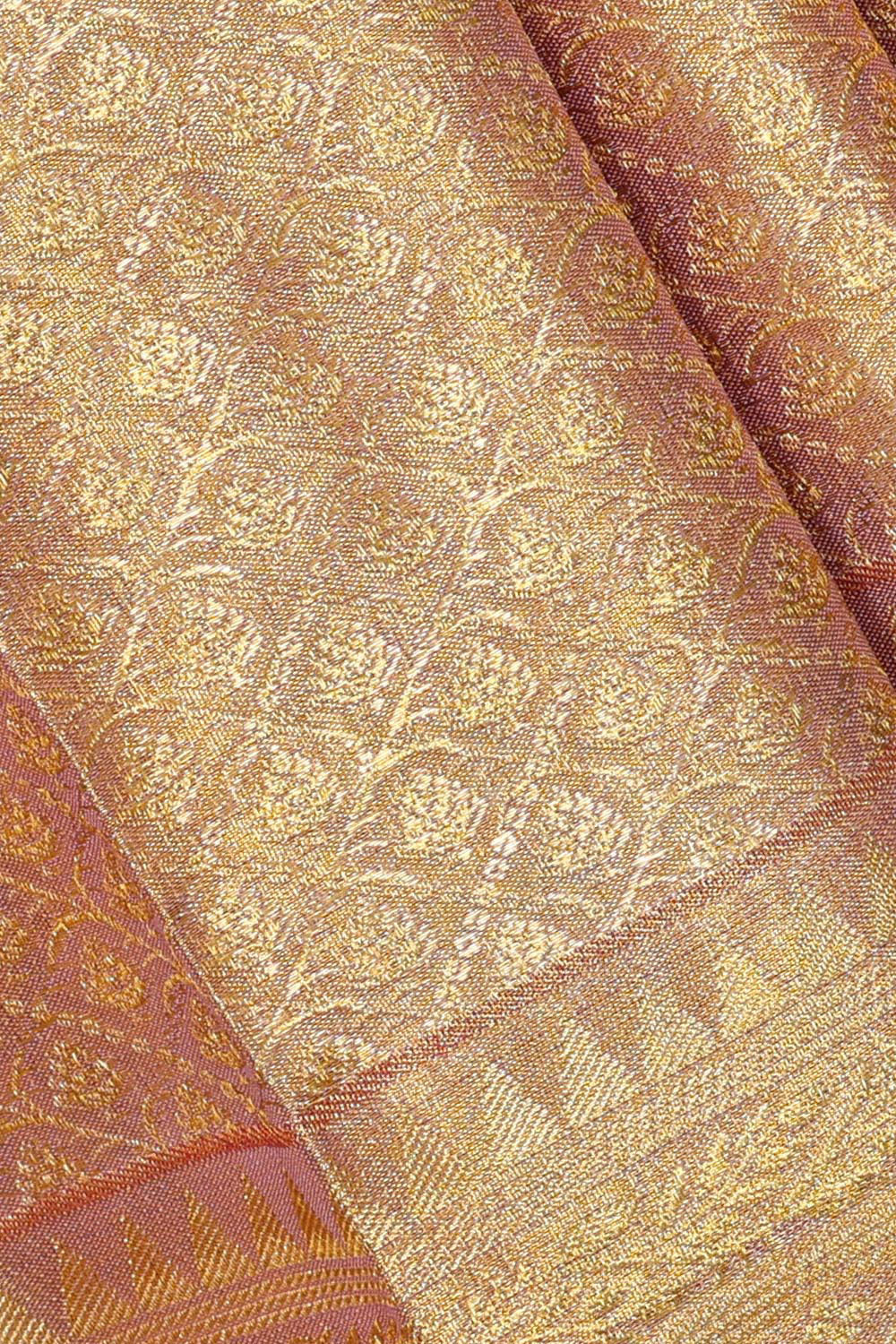 Collection of Kanchipattu Golden Lavender Tissue Brocade Saree in a gallery layout