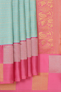 Collection of Kanchipattu Sky Blue Brocade Saree in a gallery layout