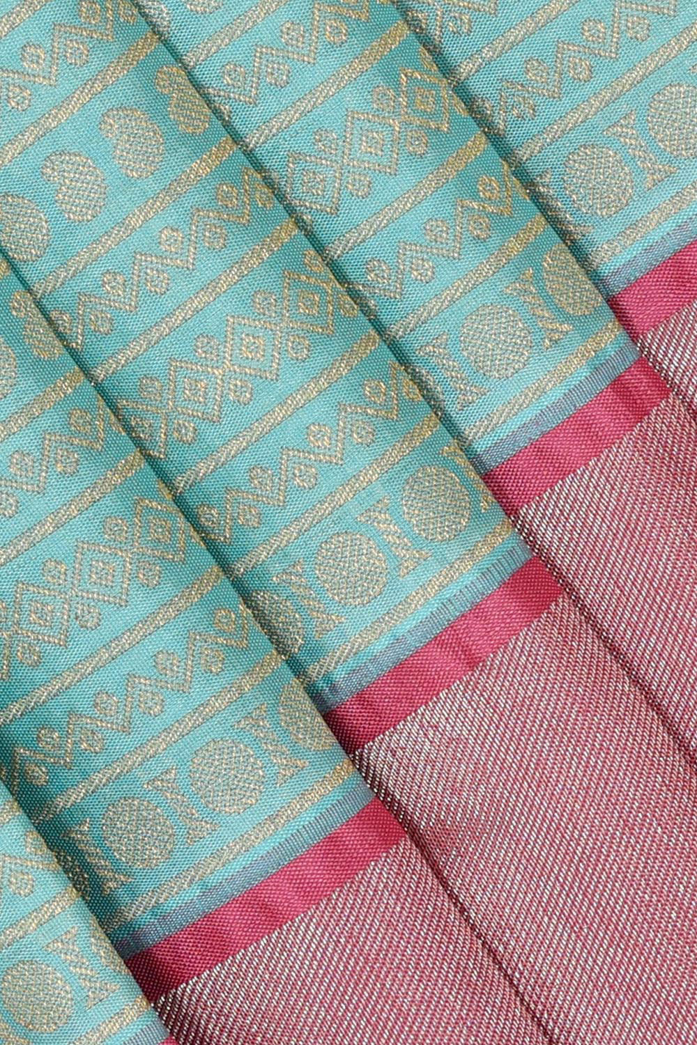 Collection of Kanchipattu Sky Blue Brocade Saree in a gallery layout