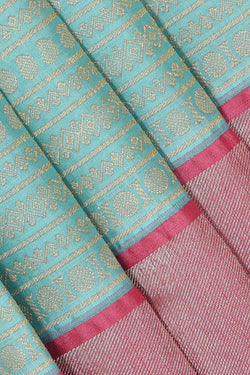 Collection of Kanchipattu Sky Blue Brocade Saree in a gallery layout