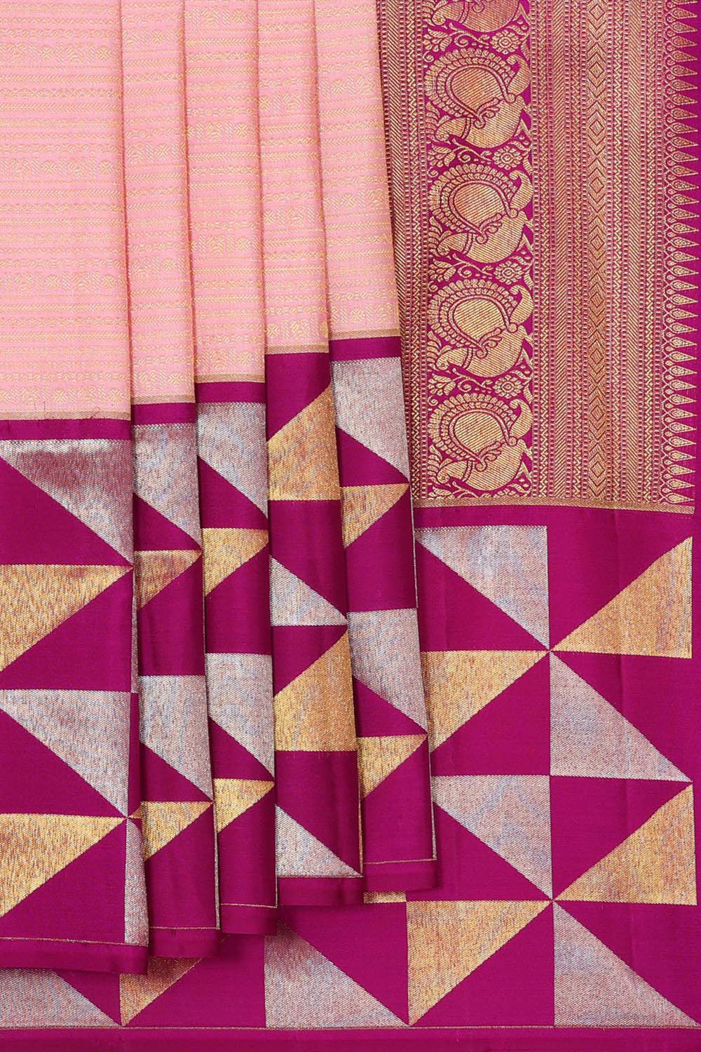 Collection of Kanchipattu Baby Pink Brocade Saree in a gallery layout