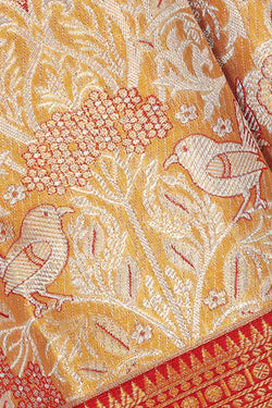 Collection of Kanchipattu Creamy Gold Tissue Brocade Saree in a gallery layout