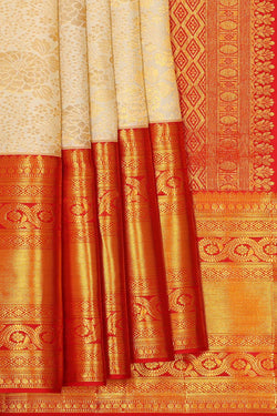 Collection of Kanchipattu Cream Brocade Saree in a gallery layout