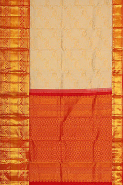 Collection of Kanchipattu Cream Brocade Saree in a gallery layout