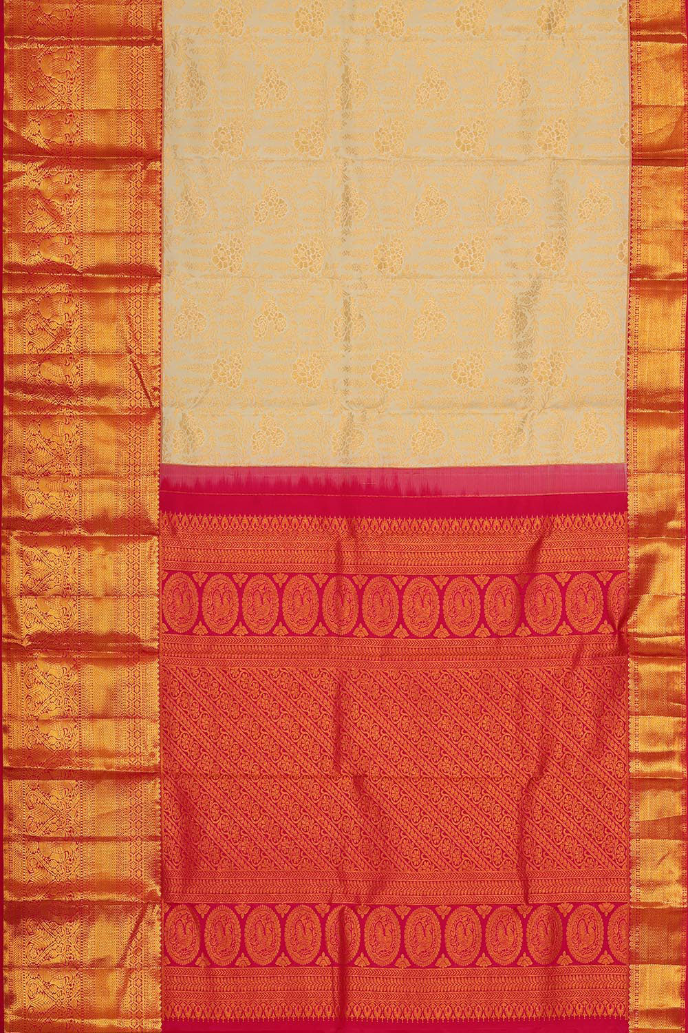 Collection of Kanchipattu Cream Brocade Saree in a gallery layout