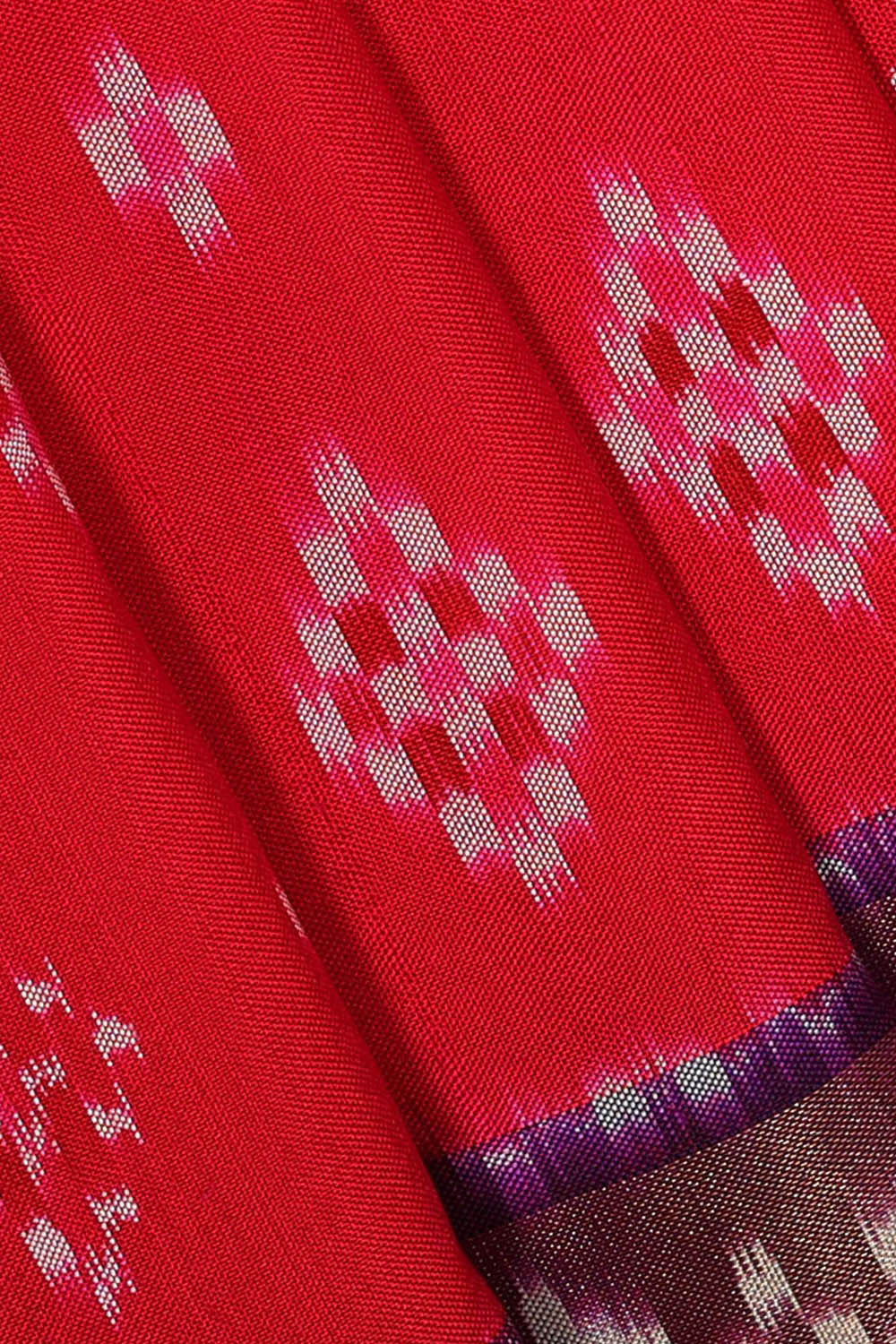 Image of Ikat Silk Red Saree
