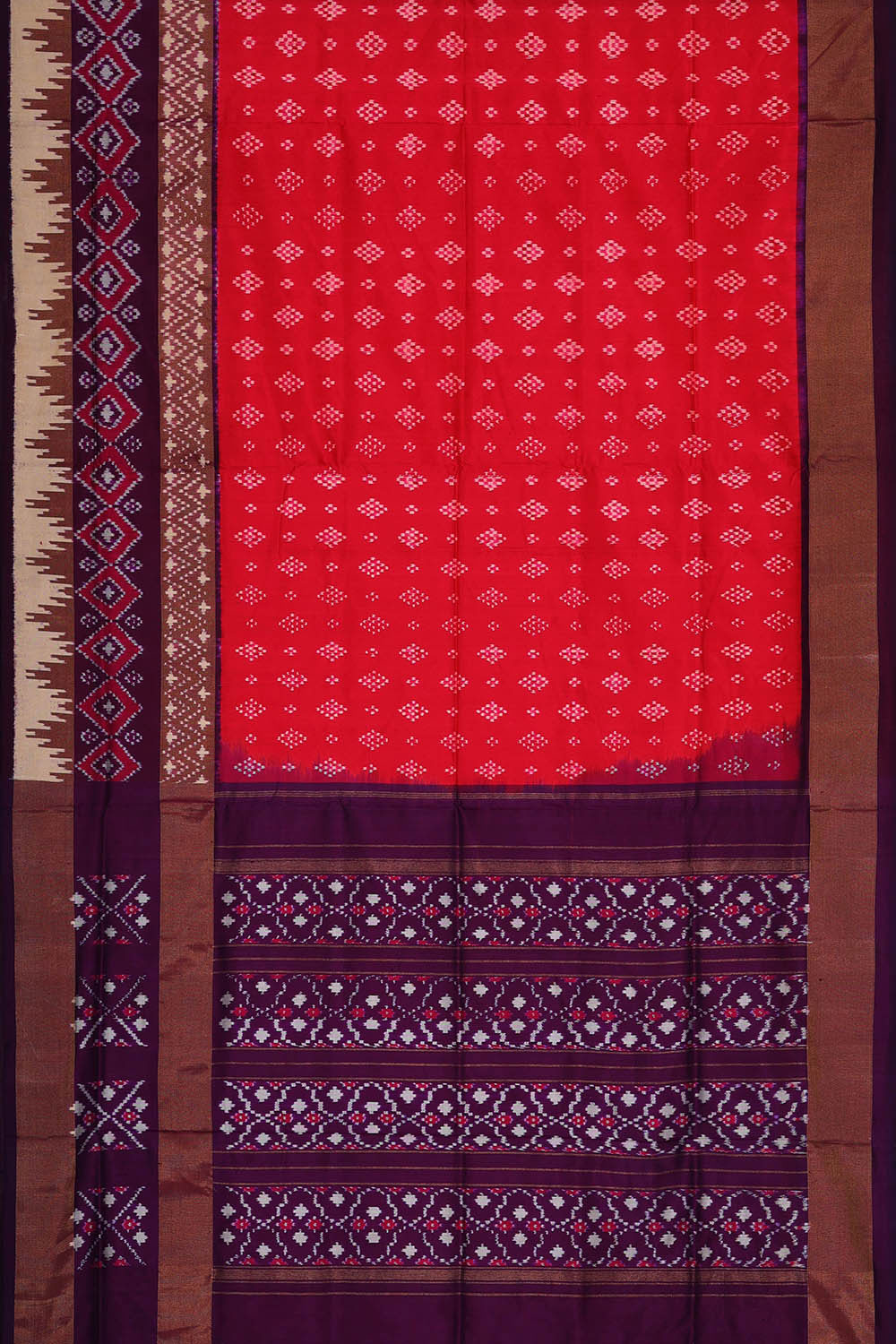 Image of Ikat Silk Red Saree